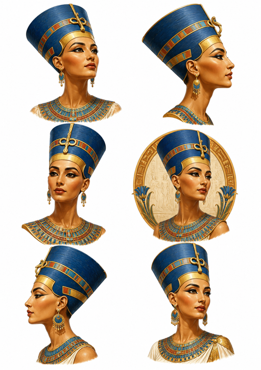 Sticker Sheet / Greeting Card – Nefertiti - Queen of the Nile Collage Cat. No. 10223