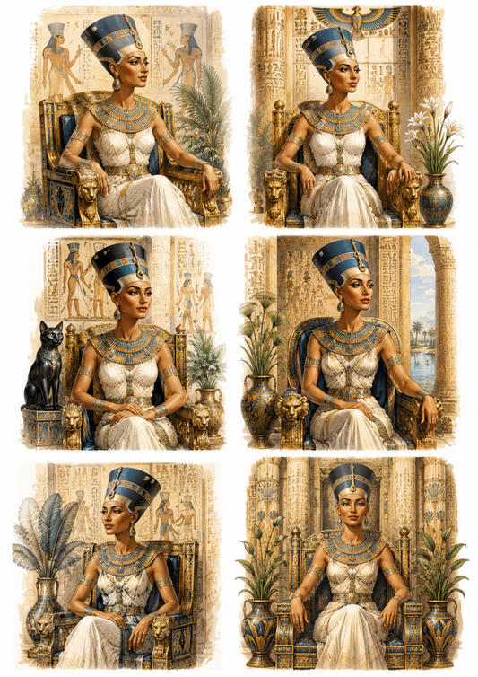 Sticker Sheet / Greeting Card – Nefertiti - Queen of the Nile Collage Cat. No. 10224