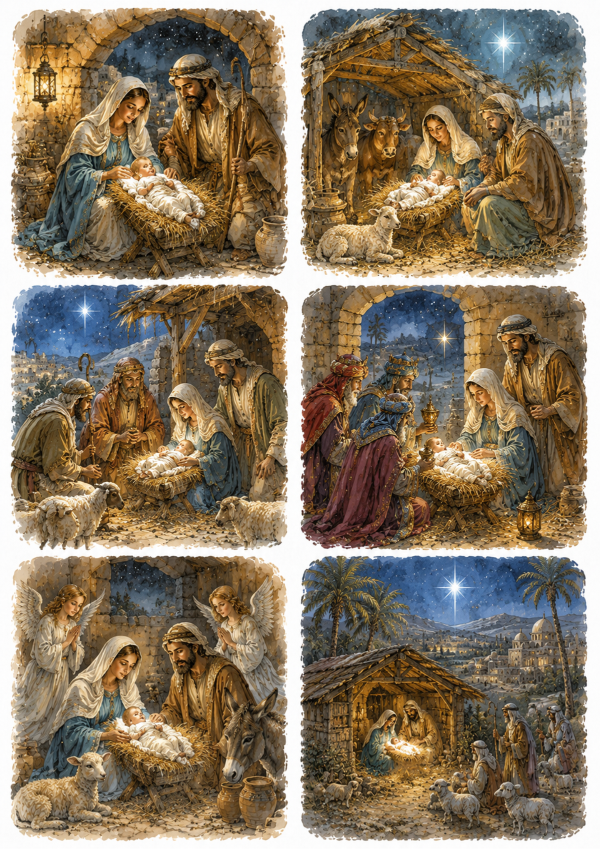 Sticker Sheet / Greeting Card – Nativity Scene Collage Cat. No. 10227