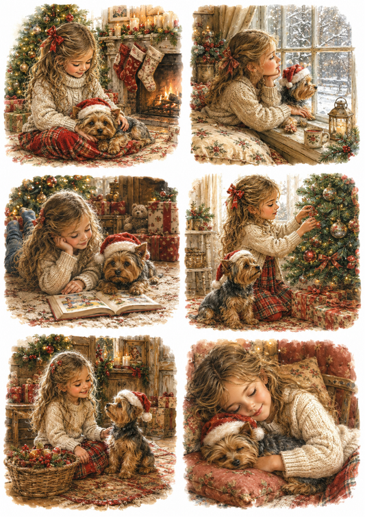 Sticker Sheet / Greeting Card – Merry Christmas Little Yorkie Collage Cat. No. 10245