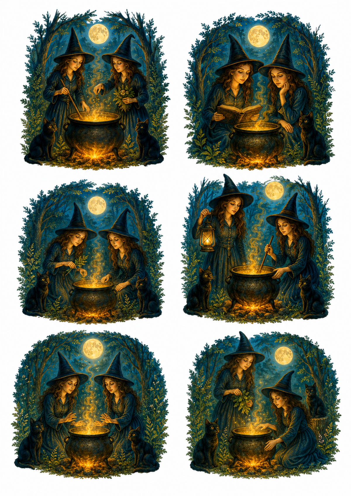 Sticker Sheet / Greeting Card – Halloween Witches Collage Cat. No. 10250