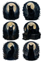 Sticker Sheet / Greeting Card – Black Mystical Cat Collage Cat. No. 10251