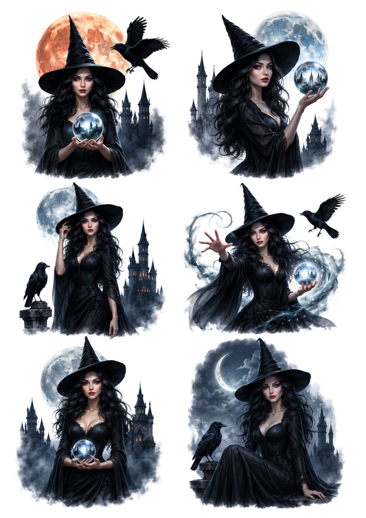 Sticker Sheet / Greeting Card – Halloween Witch Collage Cat. No. 10252