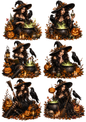 Sticker Sheet / Greeting Card – Halloween Witch & Her Raven Collage Cat. No. 10253