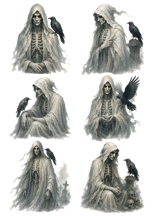 Sticker Sheet / Greeting Card – Ghost & Raven Collage Cat. No. 10254