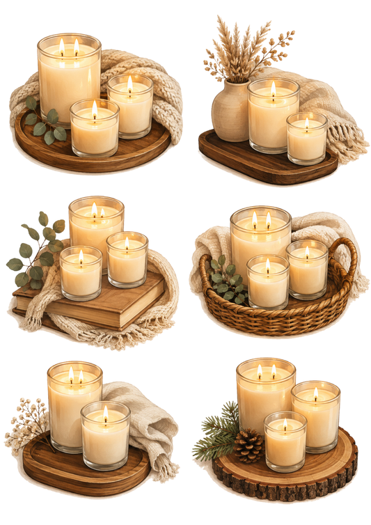 Sticker Sheet / Greeting Card – Decorative Candles Set Collage Cat. No. 10262