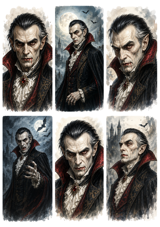 Sticker Sheet / Greeting Card – Vampire Portrait Collage Cat. No. 10268
