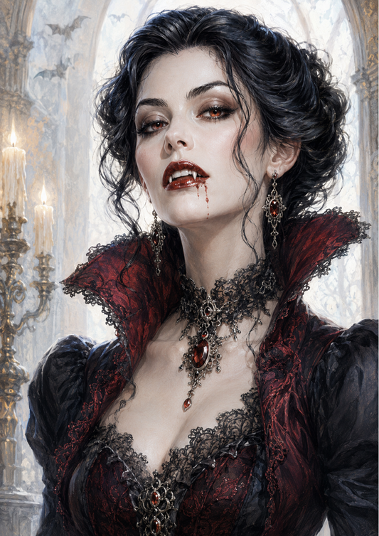 Sticker Sheet / Greeting Card – Beautiful Vampire Portrait Full Cat. No. 10269