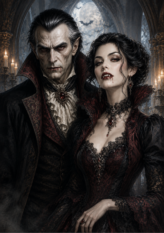 Sticker Sheet / Greeting Card – Vampire Couple Portrait Full Cat. No. 10271