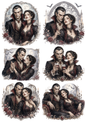 Sticker Sheet / Greeting Card – Vampire Couple Portrait Collage Cat. No. 10272