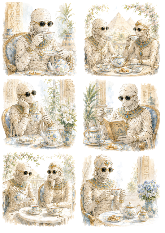Sticker Sheet / Greeting Card – Egyptian Mummies Collage Cat. No. 10276