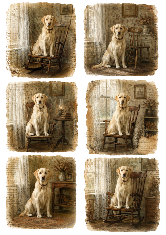 Sticker Sheet / Greeting Card – Sephia White Labrador Collage Cat. No. 10277
