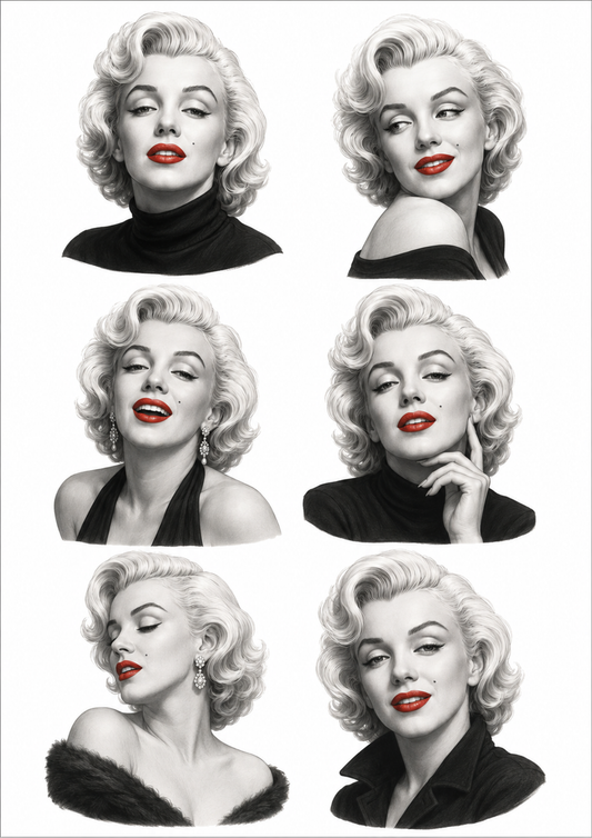 Sticker Sheet / Greeting Card – Monochrome Marylin Portrait Collage Cat. No. 10278