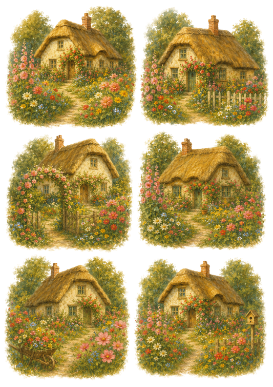 Sticker Sheet / Greeting Card – Old Vintage Cottage Collage Cat. No. 10279