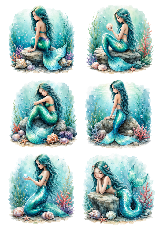 Sticker Sheet / Greeting Card – Beautiful Mermaid Collage Cat. No. 10281