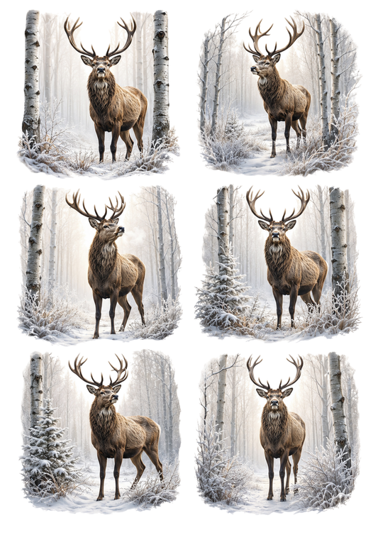 Sticker Sheet / Greeting Card – Winter Deer Collage Cat. No. 10284