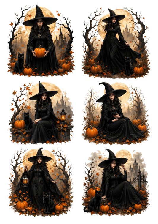 Sticker Sheet / Greeting Card – Halloween Witch Collage Cat. No. 10285