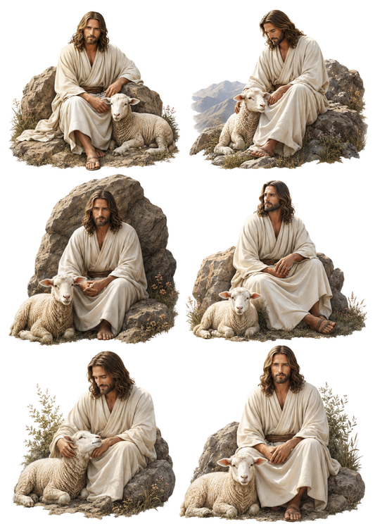 Sticker Sheet / Greeting Card – Jesus on the Rock Collage Cat. No. 10286