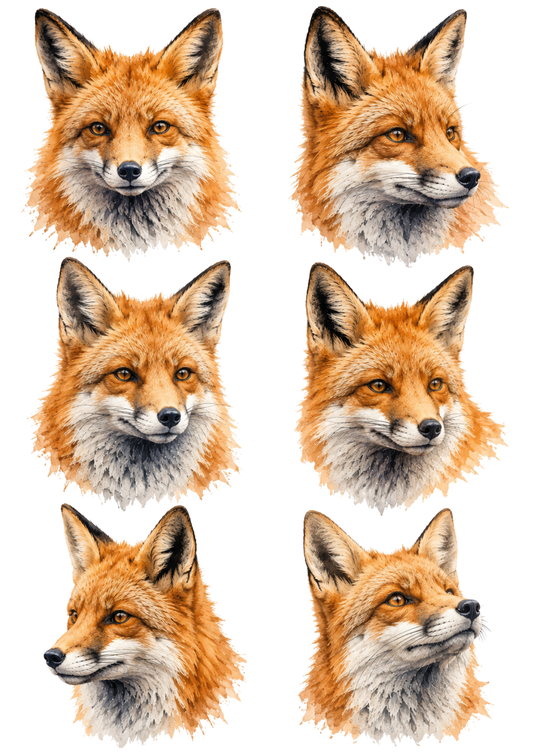 Sticker Sheet / Greeting Card – Fox Portrait Collage Cat. No. 10297