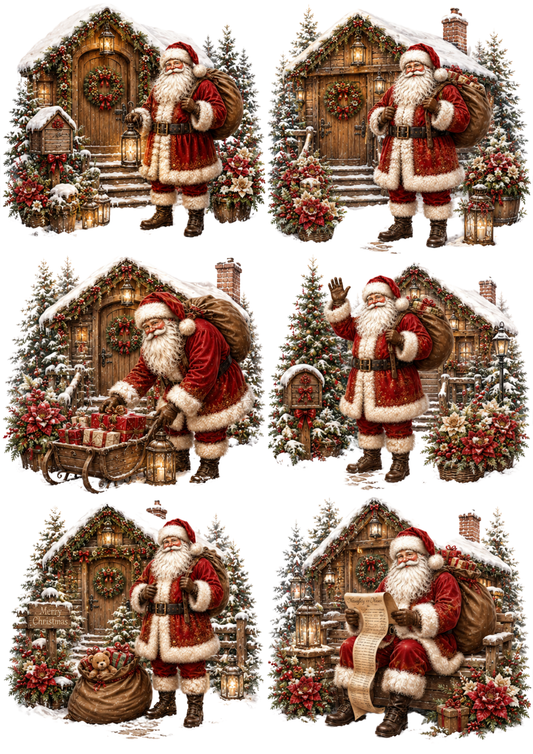 Sticker Sheet / Greeting Card – Santa Clause at Work Collage Cat. No. 10304