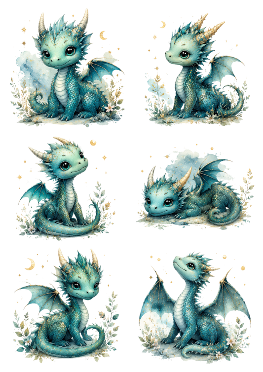 Sticker Sheet / Greeting Card – Little Dragon Collage Cat. No. 10305
