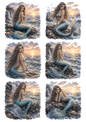 Sticker Sheet / Greeting Card – Beautiful Mermaid Sunset Collage Cat. No. 10309