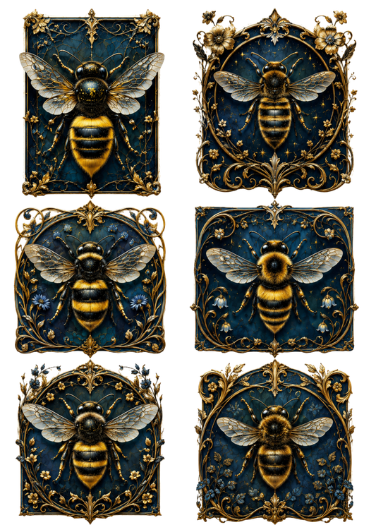 Sticker Sheet / Greeting Card – Gothic Bee Collage Cat. No. 10322