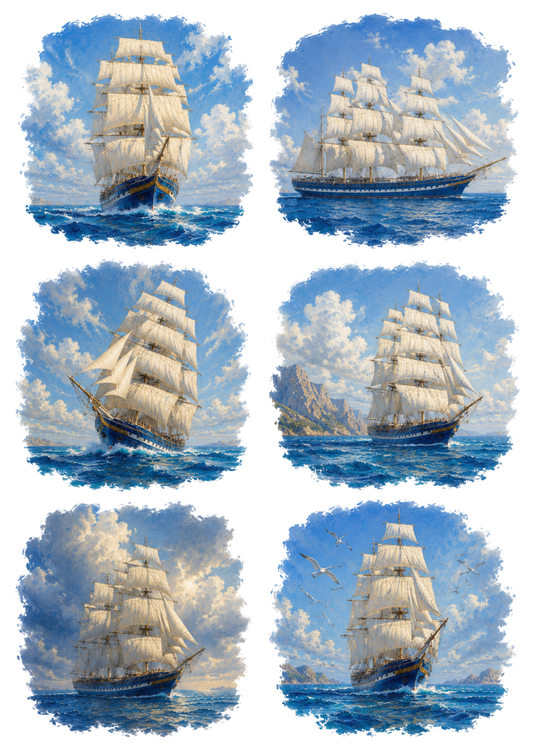 Sticker Sheet / Greeting Card – Majestic Ship Collage Cat. No. 10326