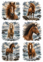 Sticker Sheet / Greeting Card – Dramatic Ocean & Majestic Horse Collage Cat. No. 10328