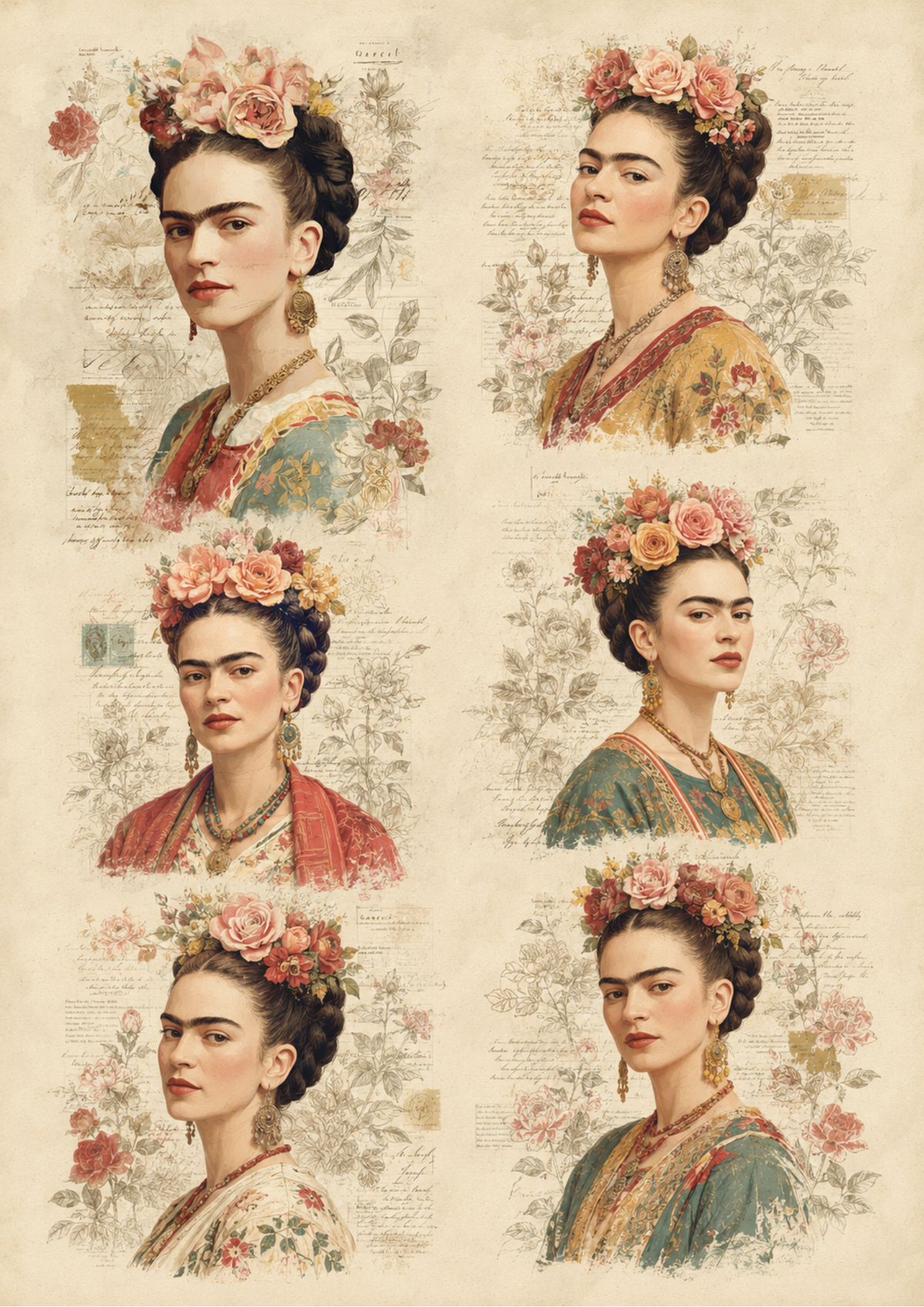 Sticker Sheet / Greeting Card – Vintage Frida Collage Cat. No. 10329
