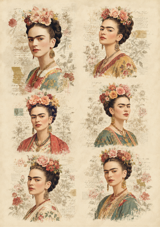 Sticker Sheet / Greeting Card – Vintage Frida Collage Cat. No. 10329