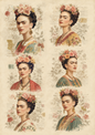 Sticker Sheet / Greeting Card – Vintage Frida Collage Cat. No. 10329