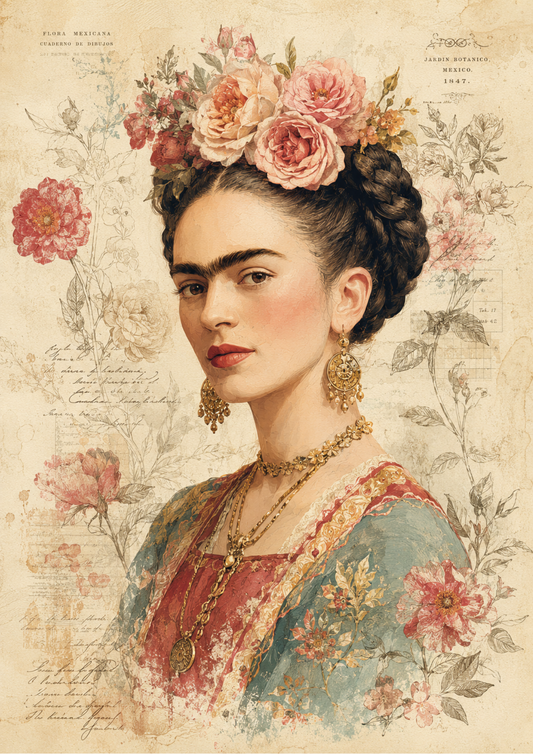 Sticker Sheet / Greeting Card – Vintage Frida Portrait Full Cat. No. 10330