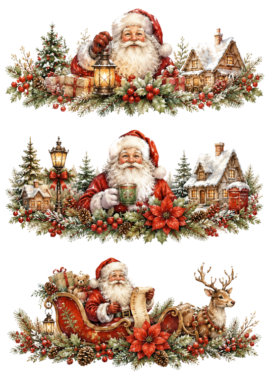 Sticker Sheet / Greeting Card – Festive Santa Garlands Collage Cat. No. 10338