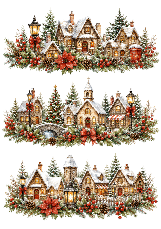 Sticker Sheet / Greeting Card – Christmas Town Garlands Collage Cat. No. 10339