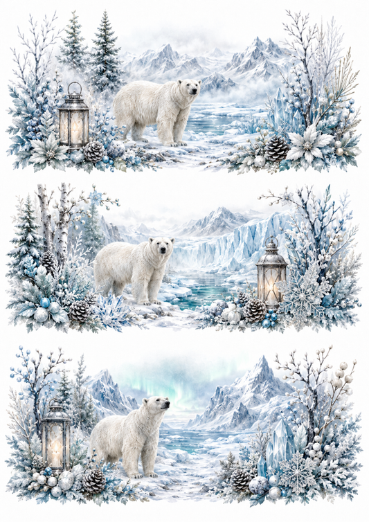 Sticker Sheet / Greeting Card – Polar Bear Arctic Wonderland Collage Cat. No. 10345