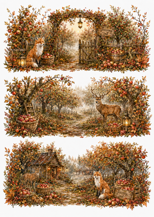 Sticker Sheet / Greeting Card – Old Autumn Garden Collage Cat. No. 10353