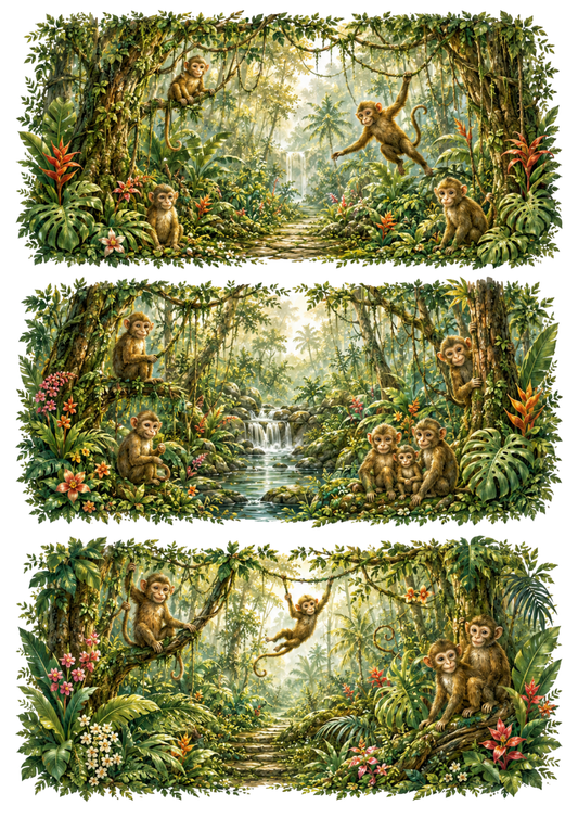 Sticker Sheet / Greeting Card – Monkey Jungle Collage Cat. No. 10355
