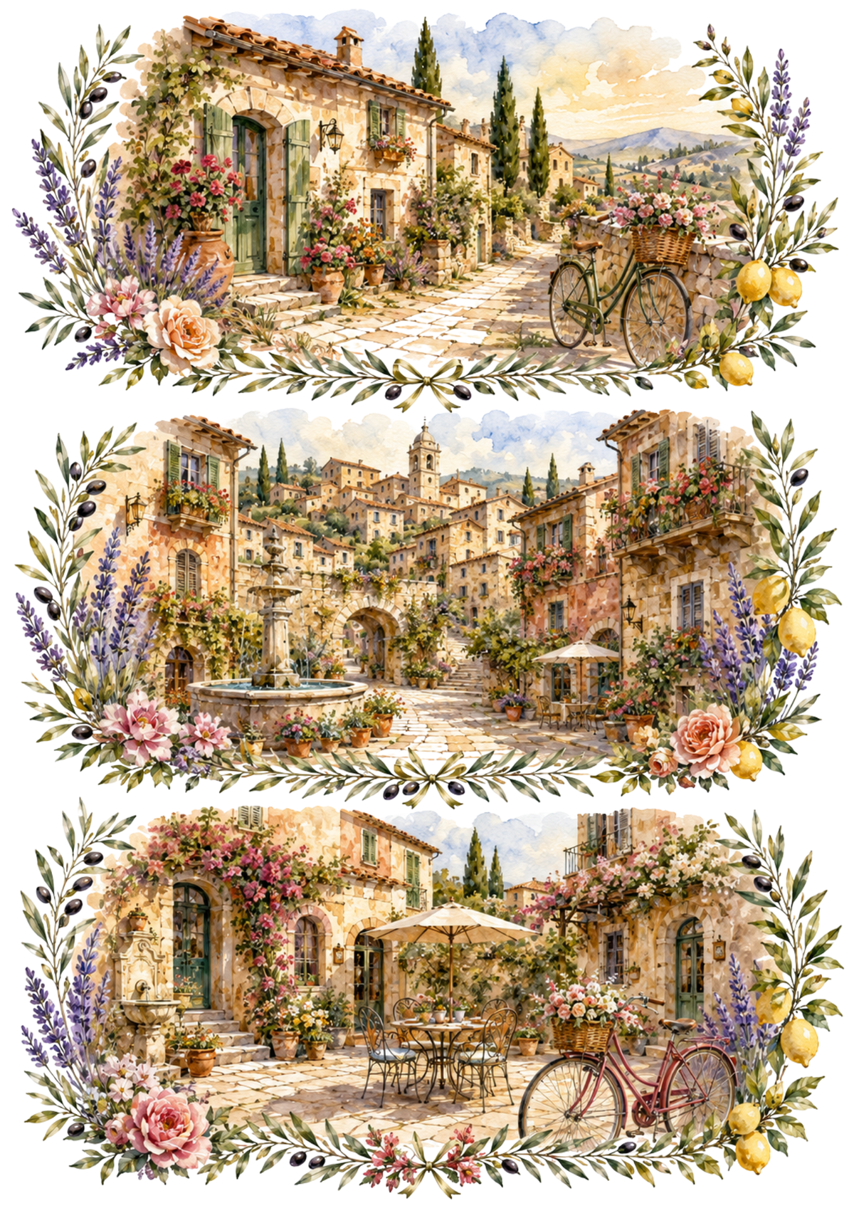 Sticker Sheet / Greeting Card – Italy Villages in Bloom Collage Cat. No. 10357