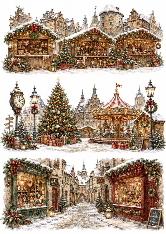 Sticker Sheet / Greeting Card – Christmas Market Collage Cat. No. 10373