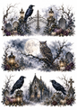 Sticker Sheet / Greeting Card – Gothic Cemetery Triptych at Moonrise Collage Cat. No. 10376