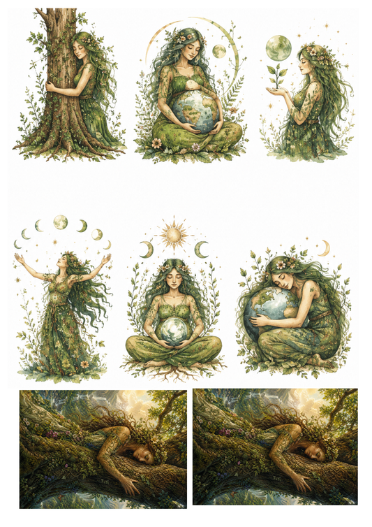 Sticker Sheet / Greeting Card – Guardian of the Ancient Forest Collage Cat. No. 10395