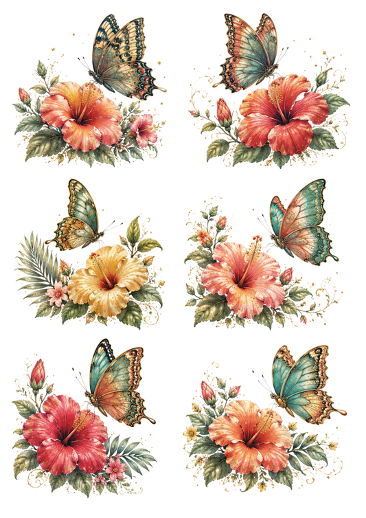 Sticker Sheet / Greeting Card – Flowers & Butterflies Collage Cat. No. 10396