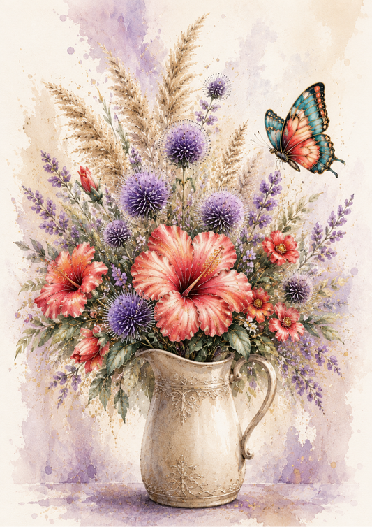 Sticker Sheet / Greeting Card – Vase of Flowers Full Cat. No. 10397
