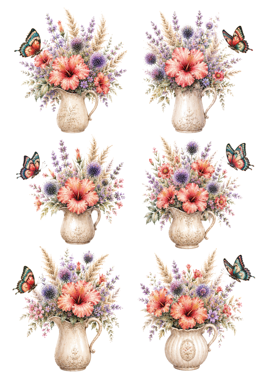 Sticker Sheet / Greeting Card – Vase of Flowers Collage Cat. No. 10398