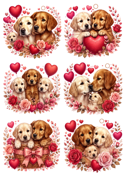 Sticker Sheet / Greeting Card – Valentine Puppies Collage Cat. No. 10403