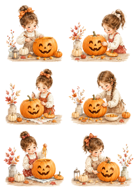 Sticker Sheet / Greeting Card – Let's Decorate Pumpkin Collage Cat. No. 10410