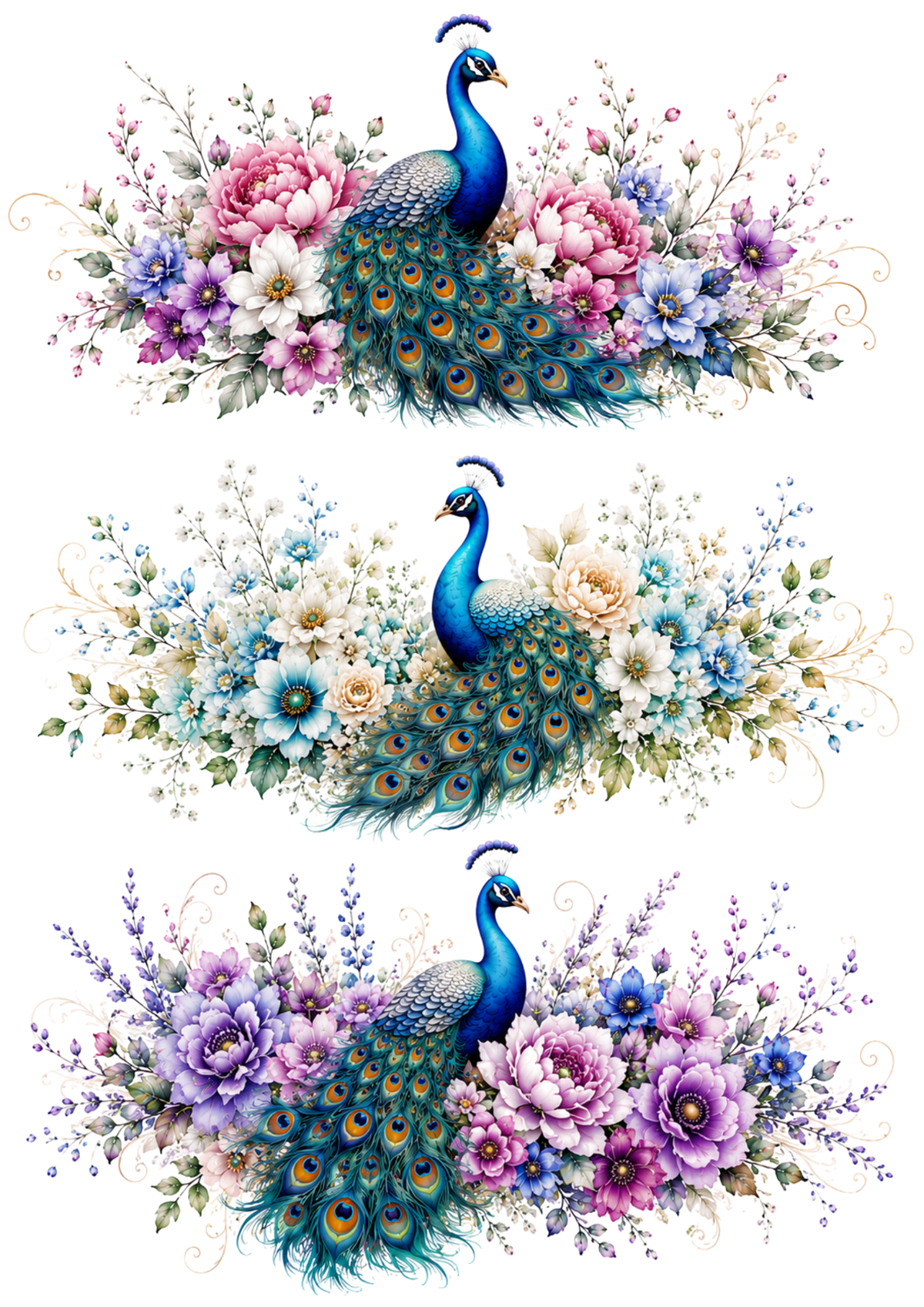 Sticker Sheet / Greeting Card – Beautiful Peacock Collage Cat. No. 10413