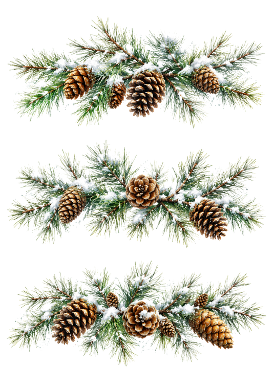 Sticker Sheet / Greeting Card – Snowy Pine Branches Collage Cat. No. 10414