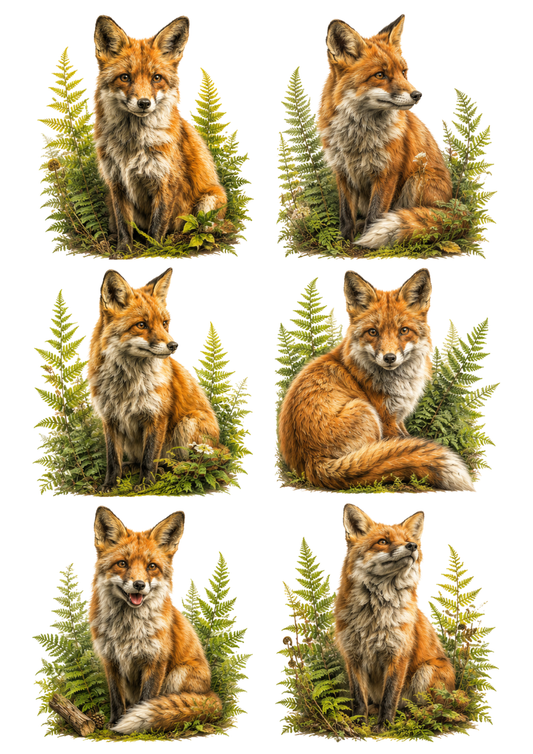 Sticker Sheet / Greeting Card – Forest Fox Collage Cat. No. 10420